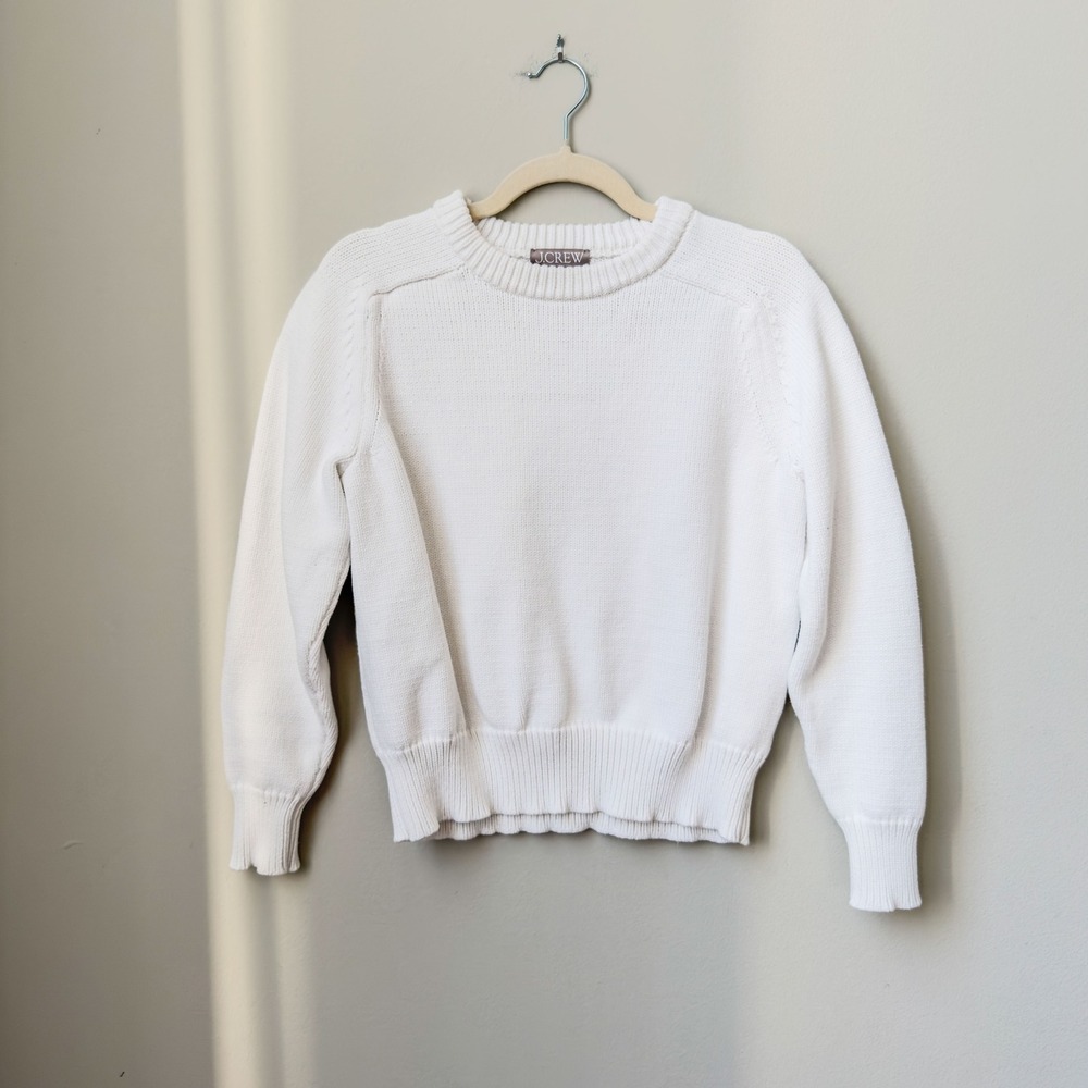 Women's J.Crew Heritage White Classic Fisherman Knit Sweater Size S